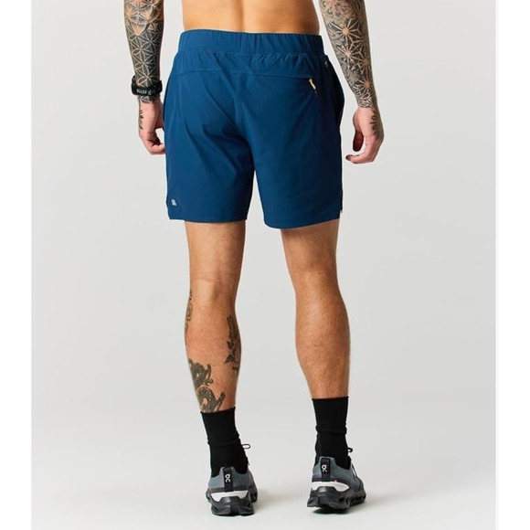 Huckberry Wellen Sevens Sports Shorts Lined Med Blue 5" Athletic Gym Performance - Picture 2 of 14